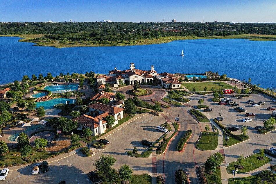 Aerial of Viridian development with lake in the background