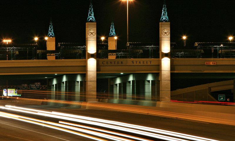 Night time image of Center Street Bridge