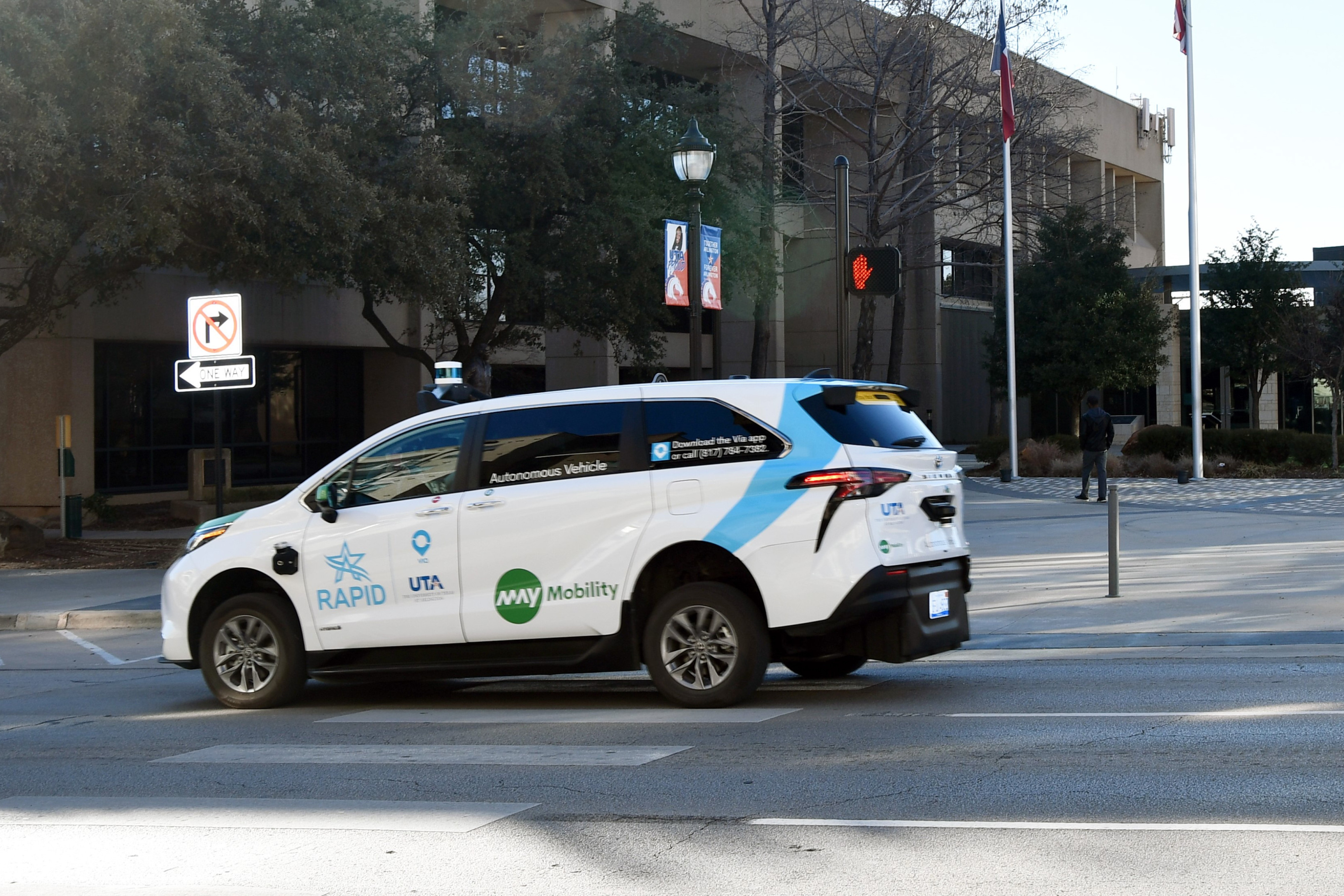 Rapid van on street outside City Hall