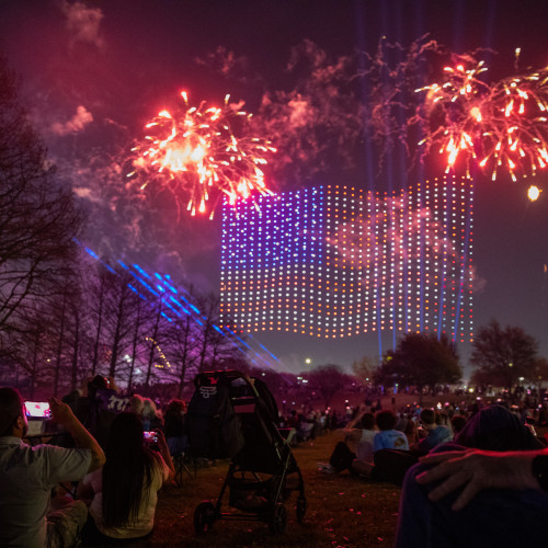 Fireworks of an american flag