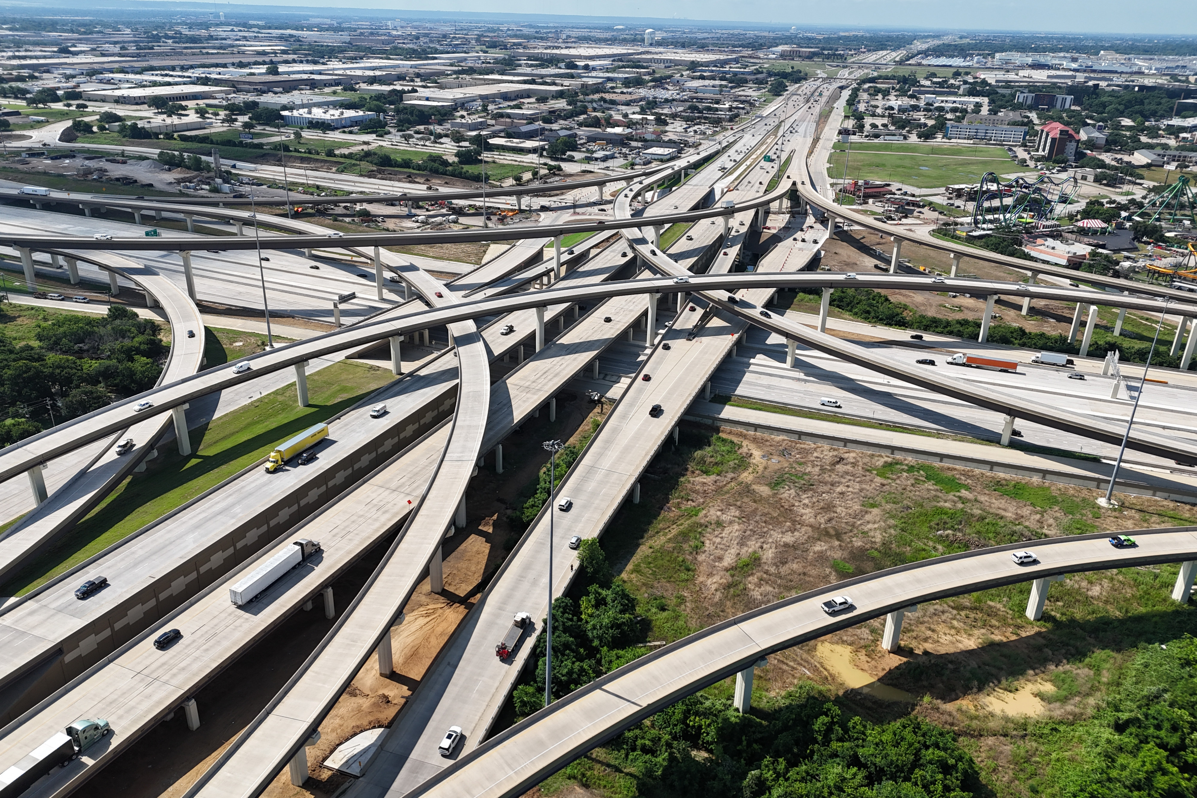 Aerial of criss-crossing highways
